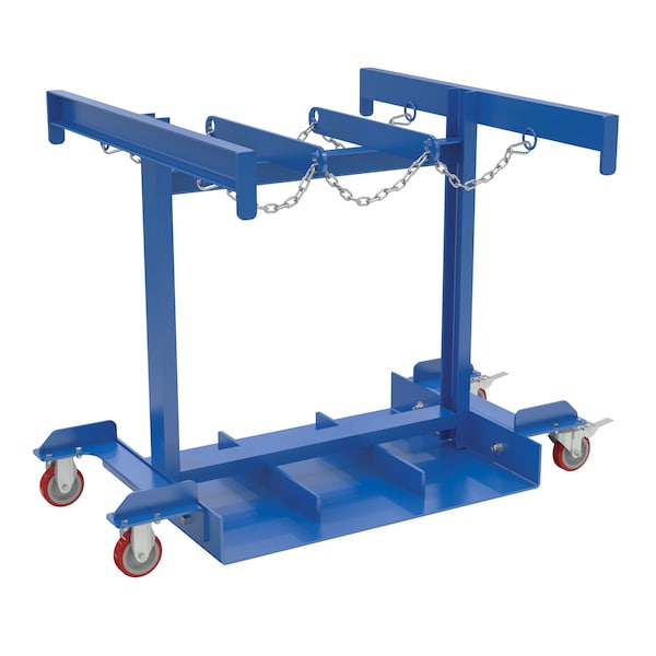 Blue 6 Cylinder Caddies 4" Poly Swivel With Lock Casters 800 lb